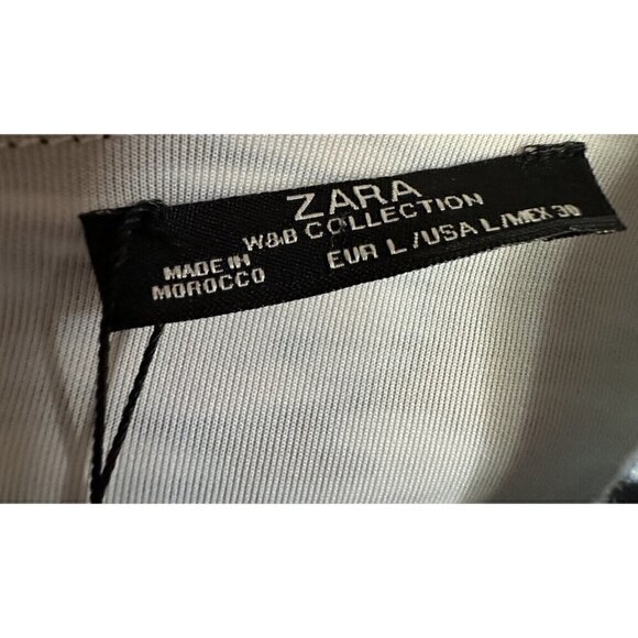 Zara Dress Womens Large W‎ and B Collection Bodycon Blue Black V Neck New - Picture 7 of 7